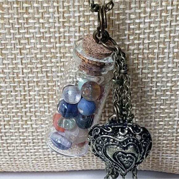 ARTISAN Boho Glass Bottle & Charm Romantic Necklace - Picture 3 of 8
